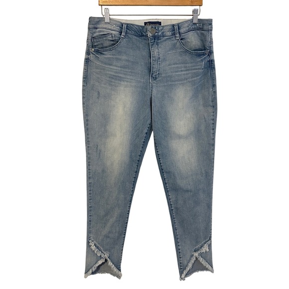 Democracy Denim - Democracy Ab Solution High Rise Ankle Fray Jeans Womens 16 Light Wash Casual